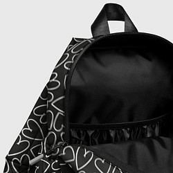 Детский рюкзак Белые сердечки на черном фоне, цвет: 3D-принт — фото 2