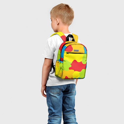 Детский рюкзак Кляксы разноцветные - детский камуфляж / 3D-принт – фото 5