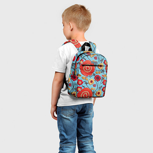 Детский рюкзак Эффект вышивки маки / 3D-принт – фото 5