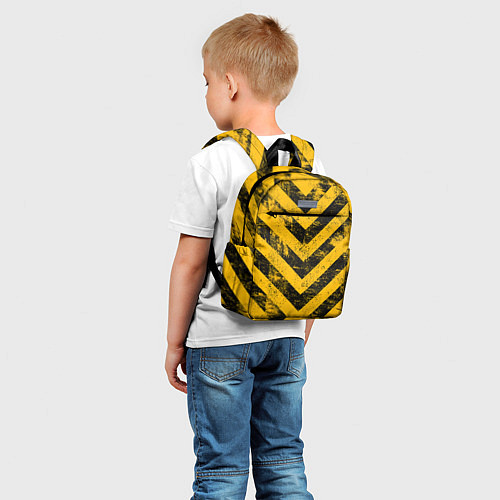 Детский рюкзак WARNING - желто-черные полосы / 3D-принт – фото 5