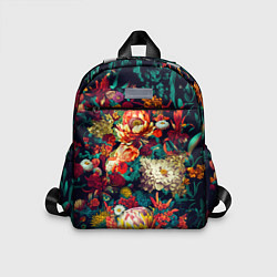 Детский рюкзак Цветочный паттерн с цветами и листьями, цвет: 3D-принт