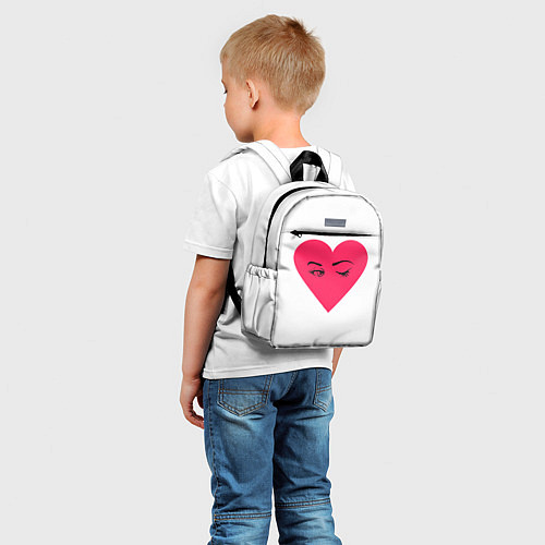 Детский рюкзак Красное сердце - любовь с глазами / 3D-принт – фото 5