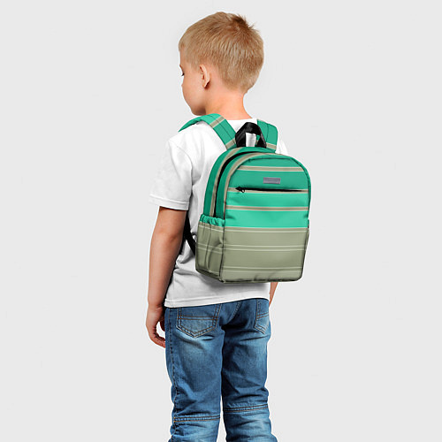 Детский рюкзак Полосатый оливковый зеленый изумрудный узор / 3D-принт – фото 5