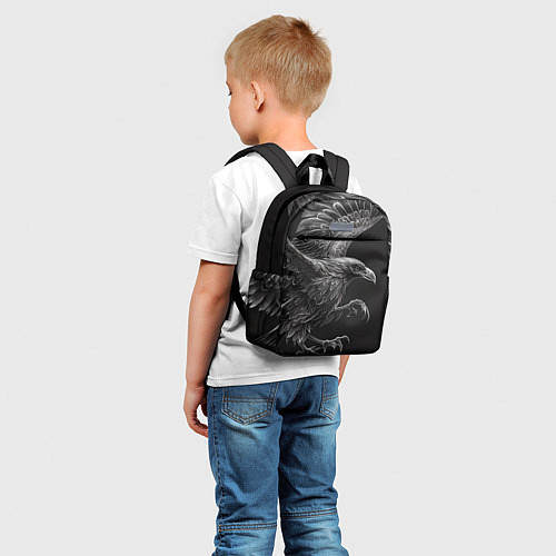 Детский рюкзак Черно-белый ворон / 3D-принт – фото 5