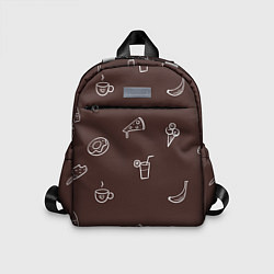 Детский рюкзак Еда в минимализме на коричневом фоне, цвет: 3D-принт