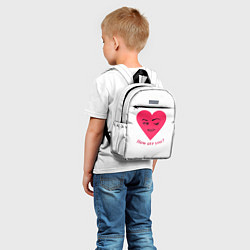 Детский рюкзак Красное сердце с улыбкой девушки и приветствием, цвет: 3D-принт — фото 2