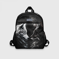 Детский рюкзак Пара волков - белый и черный, цвет: 3D-принт