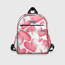 Детский рюкзак Розовые акварельные сердца - паттерн, цвет: 3D-принт