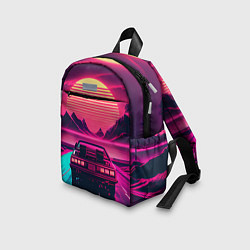 Детский рюкзак Синтвейв закат и автомобиль, цвет: 3D-принт — фото 2