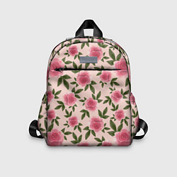Детский рюкзак Акварельные розы на бежевом - паттерн, цвет: 3D-принт