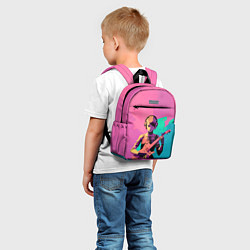 Детский рюкзак Девушка с Гитарой в стиле Vaporwave, цвет: 3D-принт — фото 2