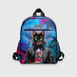 Детский рюкзак Чёрная модница кошка - нейросеть, цвет: 3D-принт