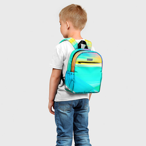 Детский рюкзак Абстрактные цветные линии - диагонали / 3D-принт – фото 5