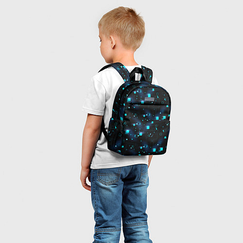 Детский рюкзак Светящиеся неоновые квадраты / 3D-принт – фото 5