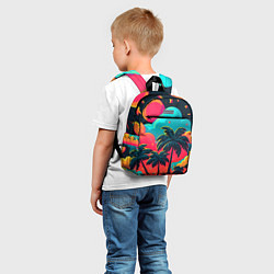 Детский рюкзак Неоновые пальмы на закате, цвет: 3D-принт — фото 2