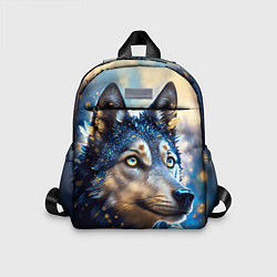Детский рюкзак Волк на синем фоне