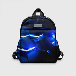 Детский рюкзак Металлические соты с синей подсветкой, цвет: 3D-принт