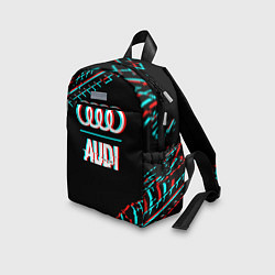 Детский рюкзак Значок Audi в стиле glitch на темном фоне, цвет: 3D-принт — фото 2