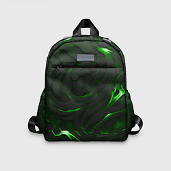 Детский рюкзак Разломленные плиты с зеленым пламенем, цвет: 3D-принт