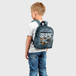 Детский рюкзак С акулой в стиле Арт на синем мраморе, цвет: 3D-принт — фото 2