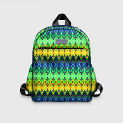 Детский рюкзак Разноцветный желто-синий геометрический орнамент, цвет: 3D-принт