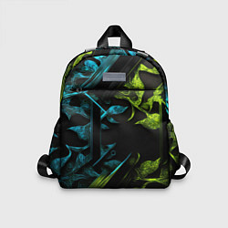 Детский рюкзак Зеленые и синие абстрактные листья, цвет: 3D-принт