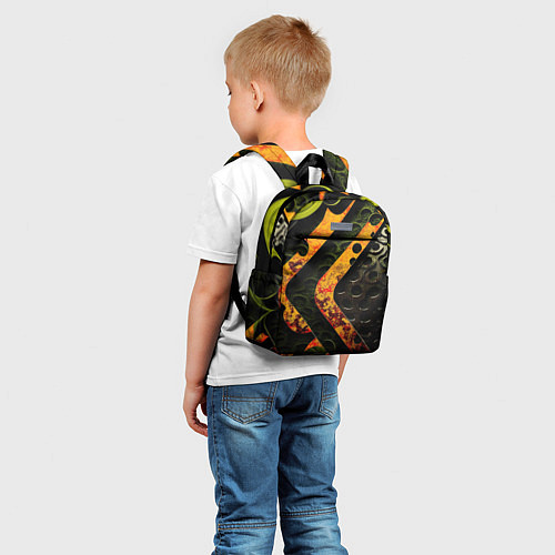 Детский рюкзак Оранжевые полосы на неровной текстуре / 3D-принт – фото 5