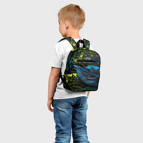 Детский рюкзак Синий лист абстракция / 3D-принт – фото 5