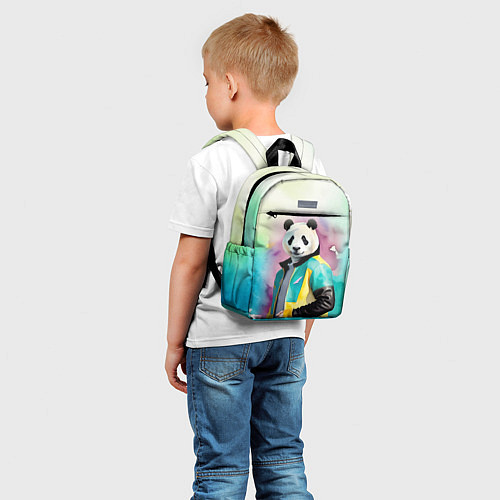 Детский рюкзак Прикольный панда в модной куртке / 3D-принт – фото 5