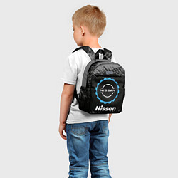 Детский рюкзак Nissan в стиле Top Gear со следами шин на фоне, цвет: 3D-принт — фото 2
