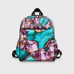 Детский рюкзак Рисунок текстуры синего и фиолетового мрамора, цвет: 3D-принт