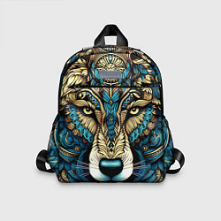 Детский рюкзак Волк в бирюзовом орнаменте, цвет: 3D-принт