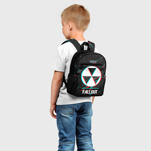 Детский рюкзак Fallout в стиле glitch и баги графики на темном фо / 3D-принт – фото 5