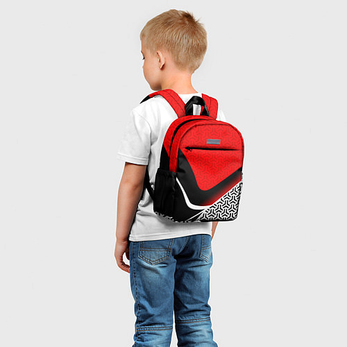Детский рюкзак Геометрическая униформа - красная / 3D-принт – фото 5