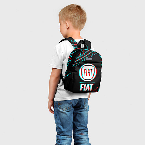 Детский рюкзак Значок Fiat в стиле glitch на темном фоне / 3D-принт – фото 5