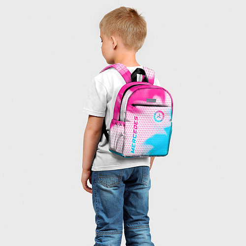 Детский рюкзак Mercedes neon gradient style: надпись, символ / 3D-принт – фото 5