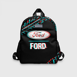 Детский рюкзак Значок Ford в стиле glitch на темном фоне