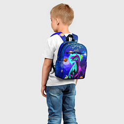 Детский рюкзак Динозавр в космосе - неоновое свечение, цвет: 3D-принт — фото 2
