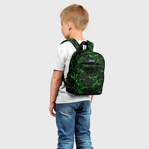 Детский рюкзак Разломы зеленого пламени / 3D-принт – фото 5