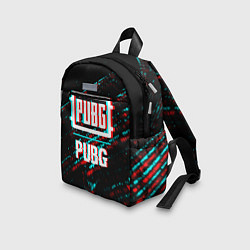 Детский рюкзак PUBG в стиле glitch и баги графики на темном фоне, цвет: 3D-принт — фото 2