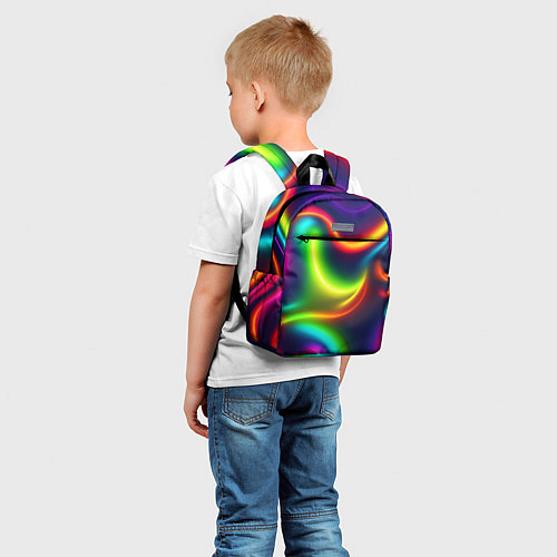 Детский рюкзак Неоновые радужные разводы / 3D-принт – фото 5