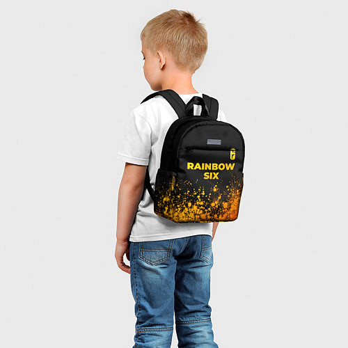 Детский рюкзак Rainbow Six - gold gradient: символ сверху / 3D-принт – фото 5