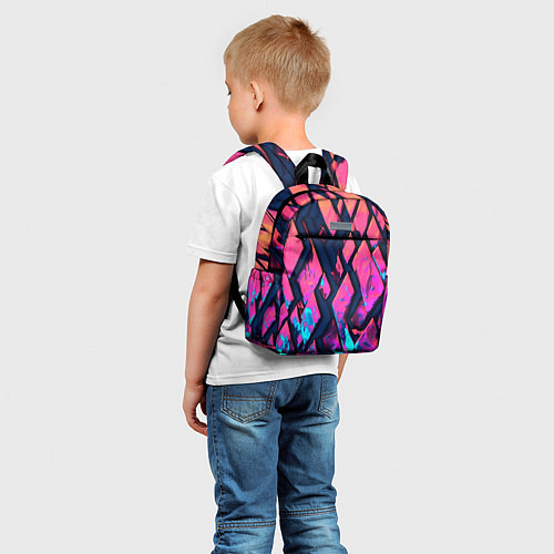 Детский рюкзак Розово-голубые соты и разломы / 3D-принт – фото 5