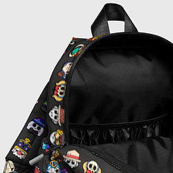 Детский рюкзак Значки на скины Бравл Старс Brawl Черный фон Пины, цвет: 3D-принт — фото 2