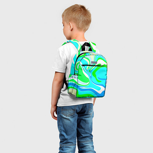 Детский рюкзак Абстракция сине-зеленая / 3D-принт – фото 5