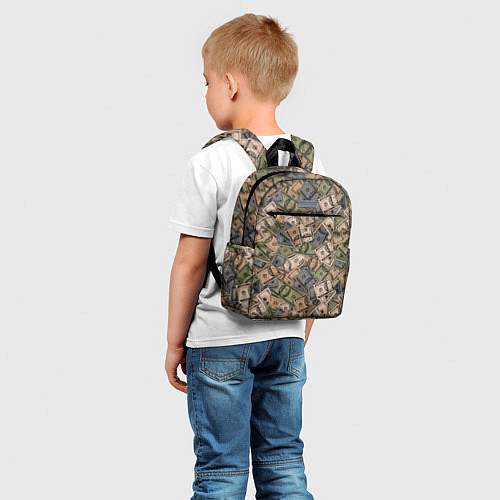 Детский рюкзак Камуфляж с банкнотой в 100 долларов / 3D-принт – фото 5