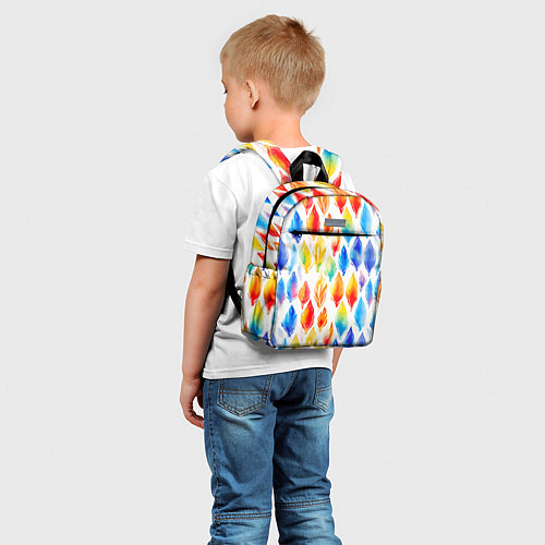 Детский рюкзак Желто-красно-синие перья тай-дай: паттерн / 3D-принт – фото 5