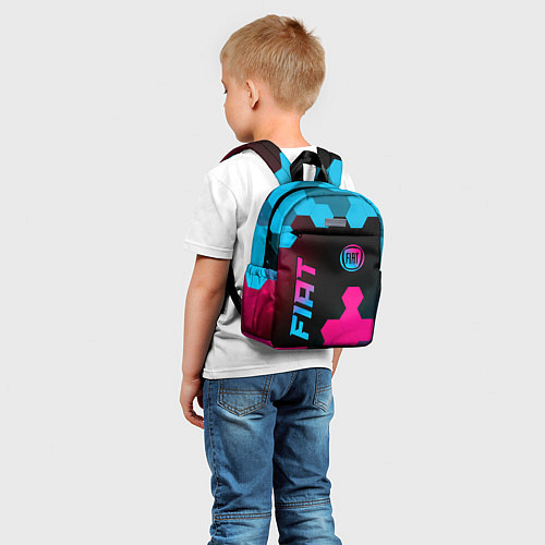 Детский рюкзак Fiat - neon gradient: надпись, символ / 3D-принт – фото 5