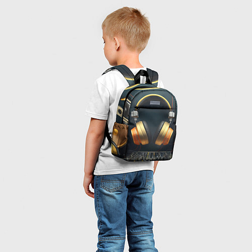 Детский рюкзак Золотые наушники / 3D-принт – фото 5