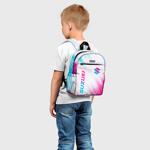 Детский рюкзак Suzuki neon gradient style: надпись, символ / 3D-принт – фото 5